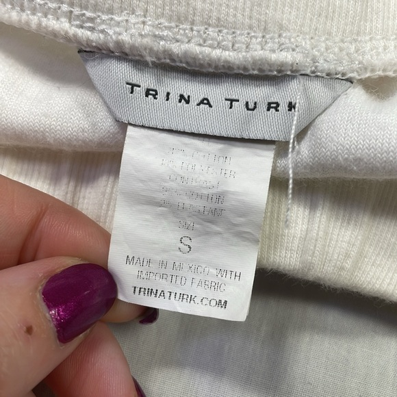 Trina Turk White Terry Cloth Drawstring Shorts Swim Cover Up Short Small - Picture 5 of 6